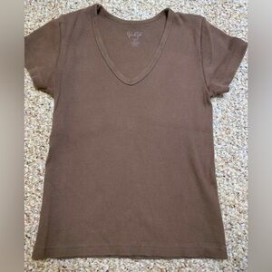 John Galt PacSun  brown V-neck short sleeve